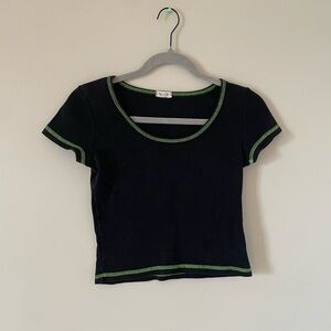Pacsun/John Galt cropped baby tee with green stitch detail